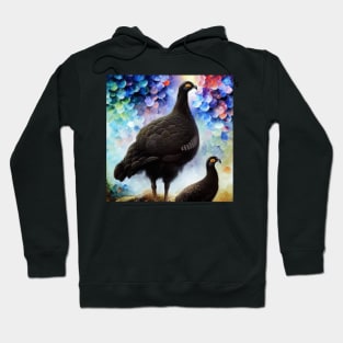 Black Grouse Family Watercolor Hoodie